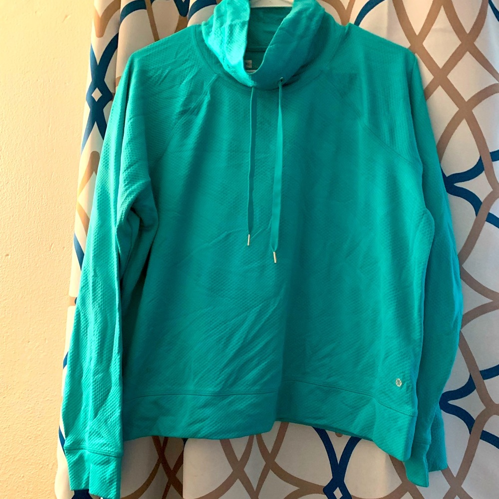 Teal Cowl neck active pull over